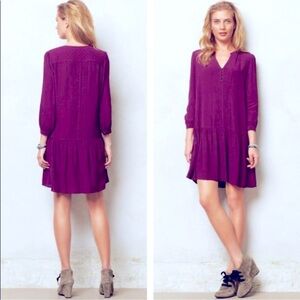 Anthropologie | Maeve Galina Drop Waist Pintucked Dress Size L